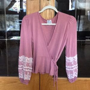 Blue Rain pink wrap top